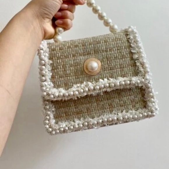 Woven tweed pearl bag - Picture 8 of 13